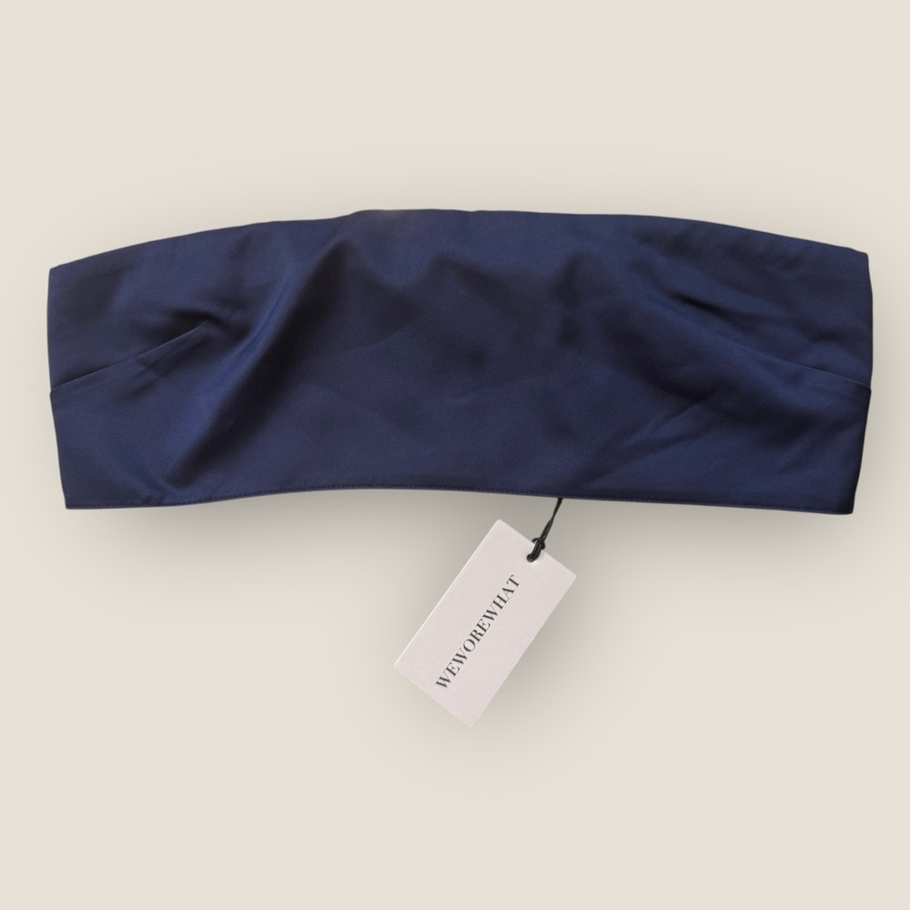 WeWoreWhat | Duchess Satin Bandeau Top | Navy | Size 4 | NWT - Picture 2 of 8